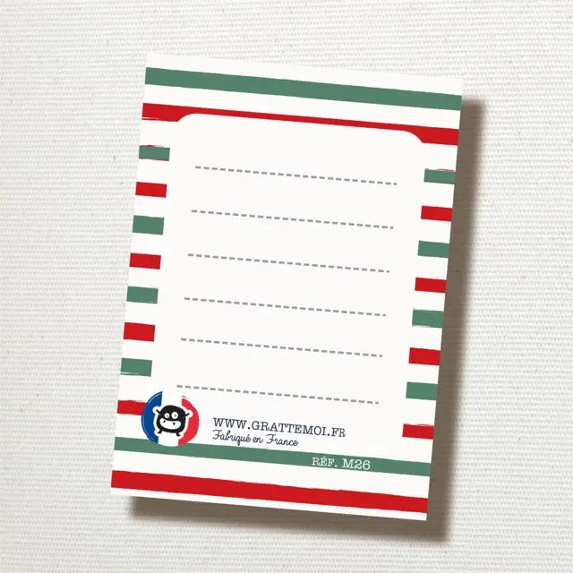 Carte de vœux à gratter Renne rigolo "Joyeux Noël" ( En supplément )